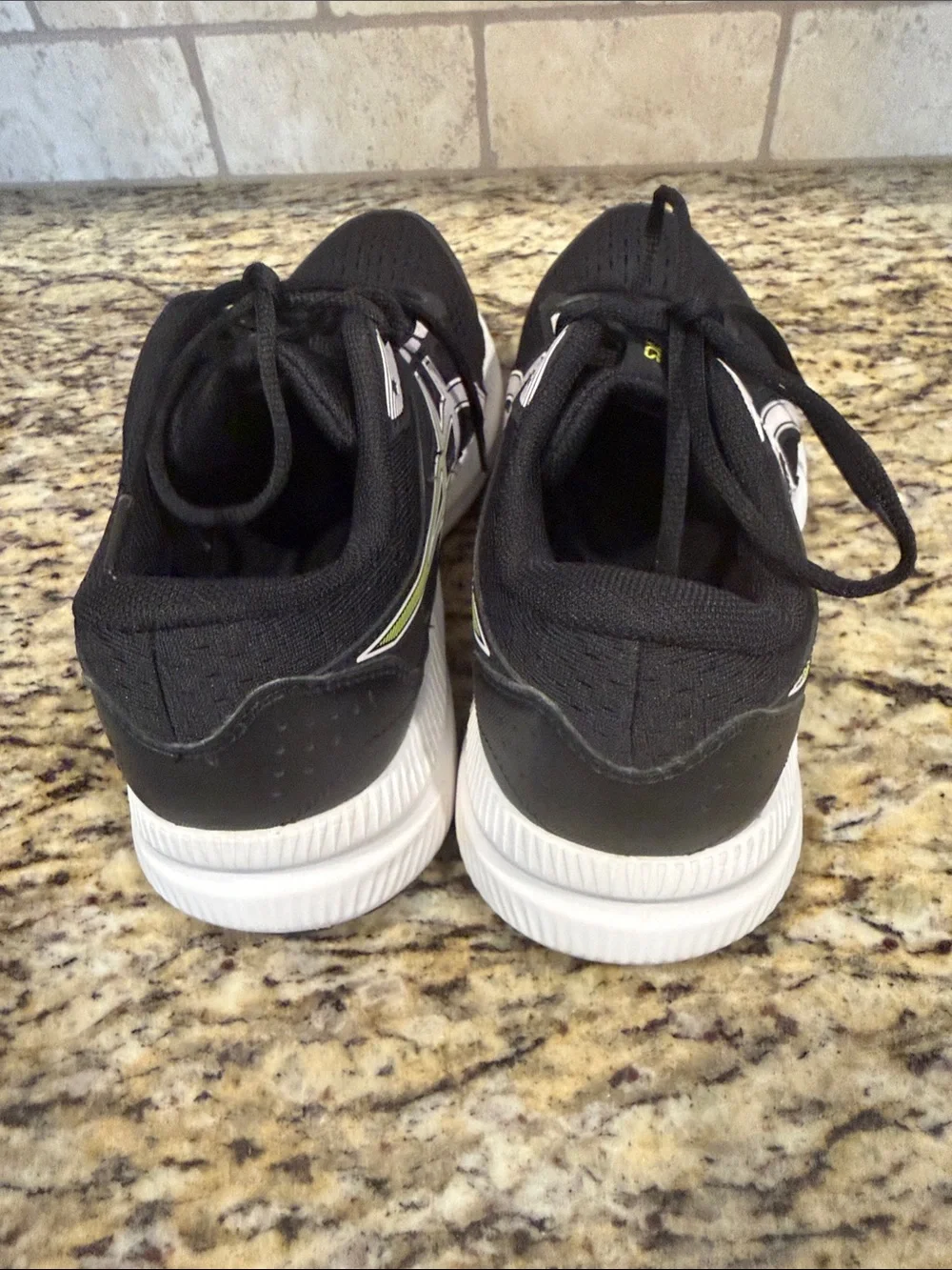 Asics Black Athletic Running Shoes with White and Lime Accents